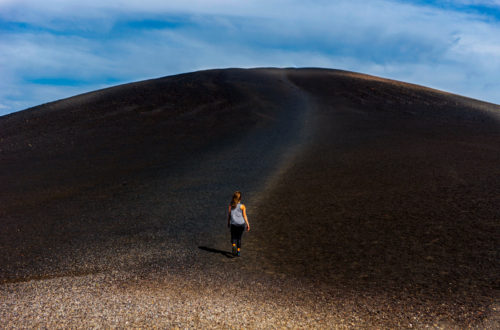 girl walking up the Inferno Cone trail