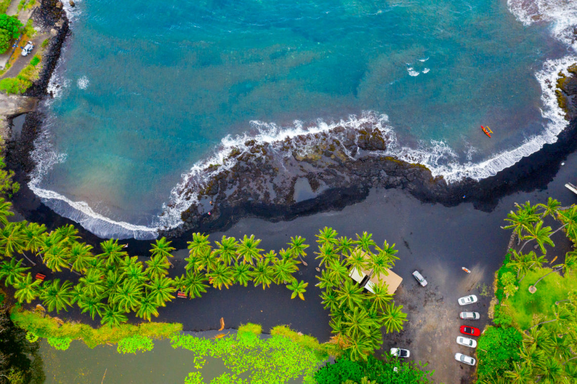 Hawaii black sand beach
