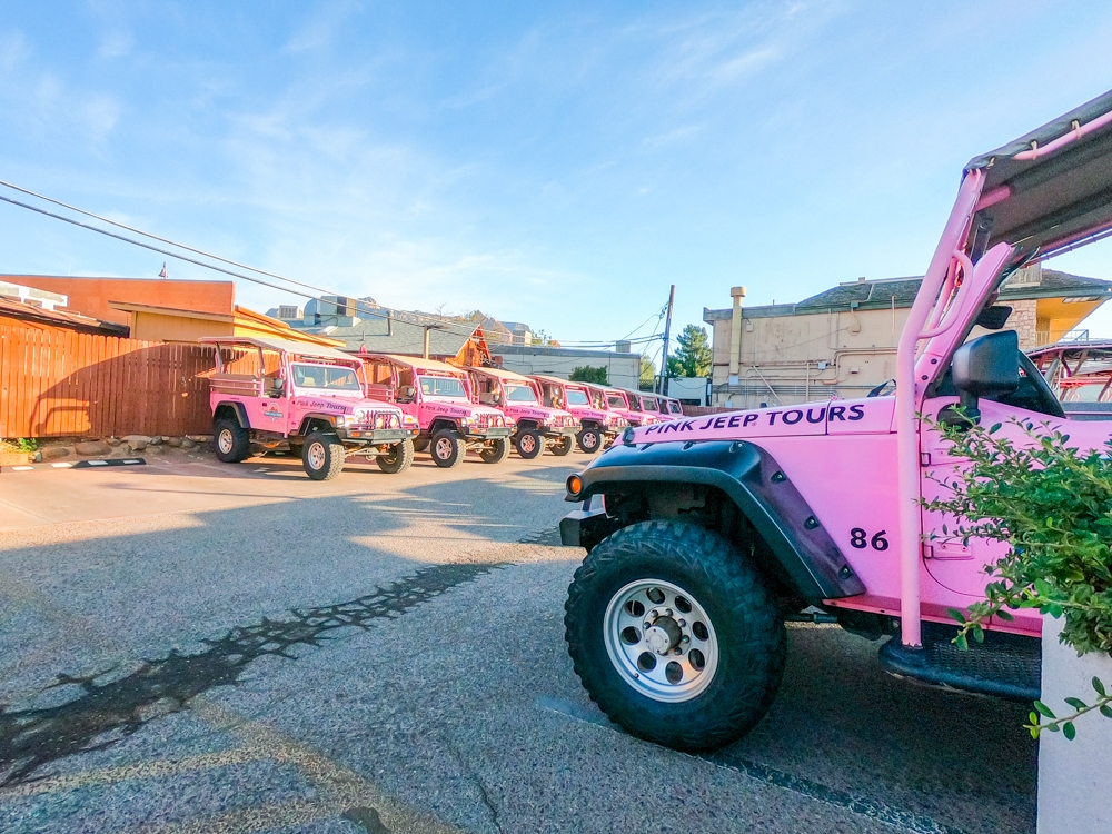 Pink Jeep Tour fleet