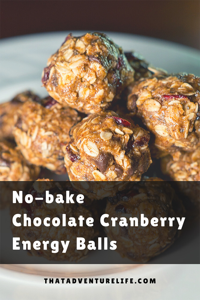 Easy No-bake Chocolate Cranberry Energy Balls pin 2