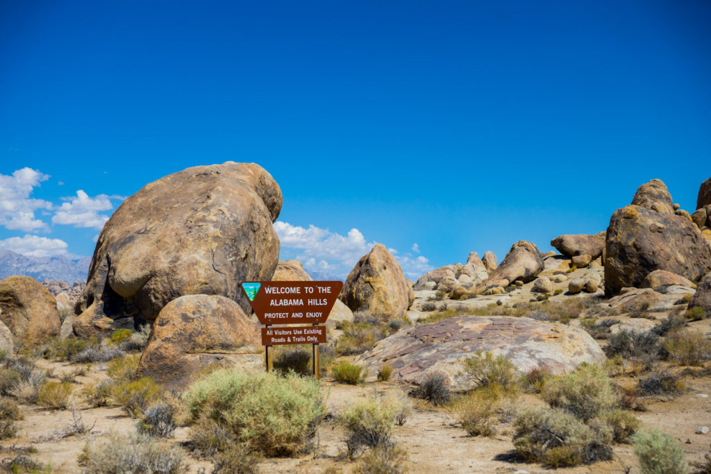 Sign for Alabama Hills, Lone Pine CA