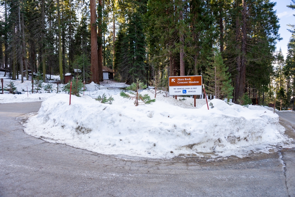 Entrance to Snowshoeing to Moro Rock and Tunnel Log, Crescent Meadow Drive