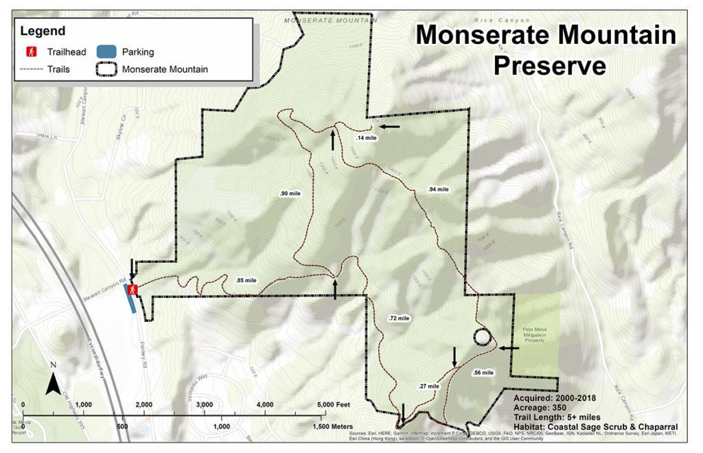 Map of Monserate Mountain Trail