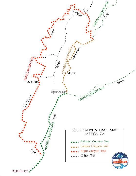 Rope Canyon Trail in Mecca, CA Map