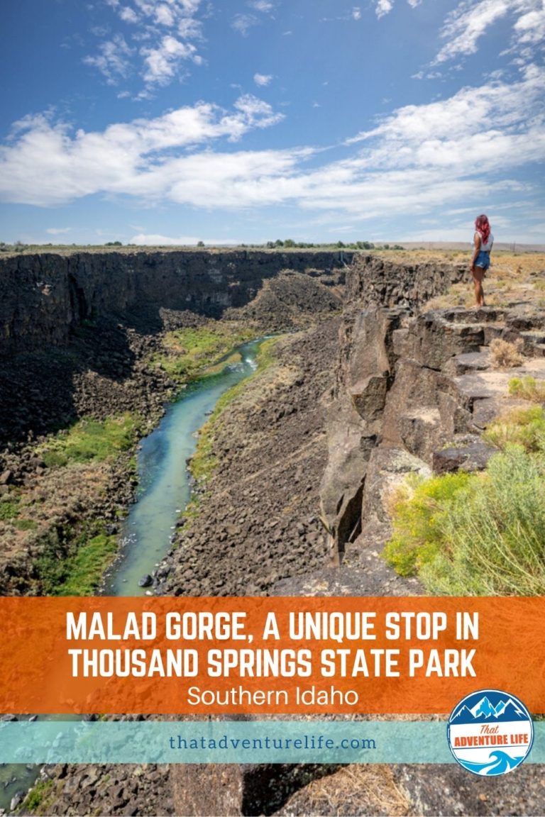 Malad Gorge, a Unique Stop In Thousand Springs State Park in Idaho Pin 1