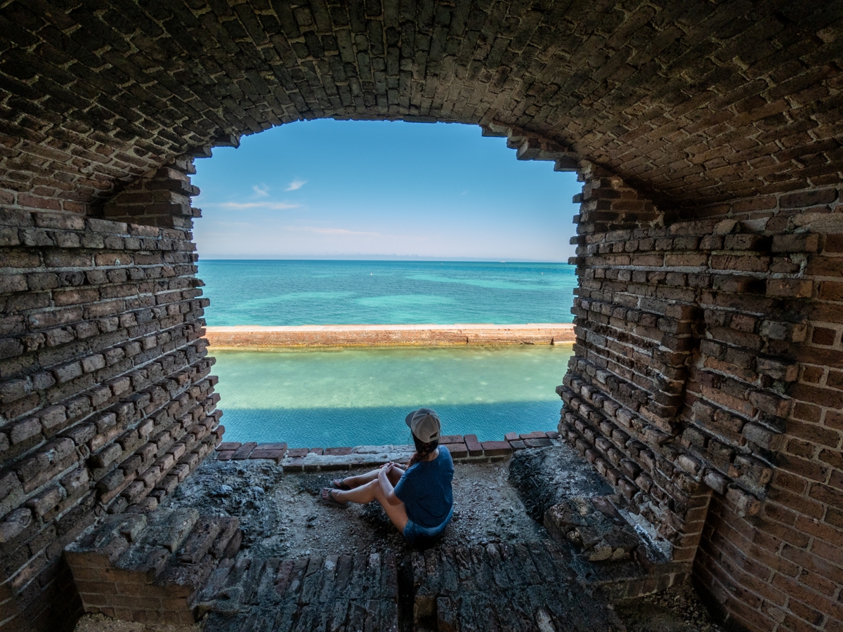 Looking out the window in Fort Jefferson in Dry Tortugas National Park
